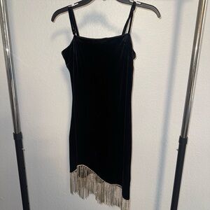 Forever 21 Black Mini Dress with Silver Fringe